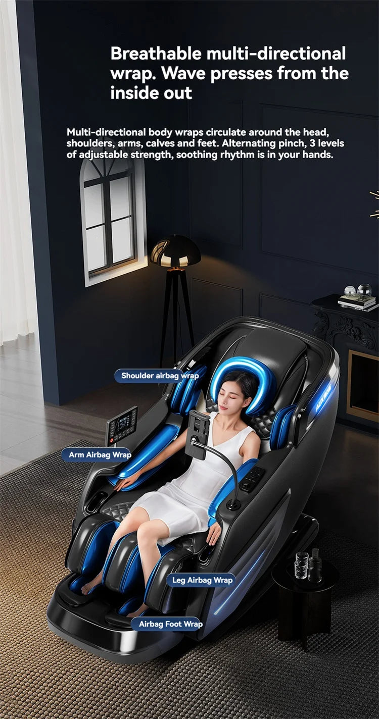 6D Smart Full Body Massage Chair Zero Gravity Relaxing Massage Recliner Chairs with SL-Track Bluetooth Speaker Heating Massage