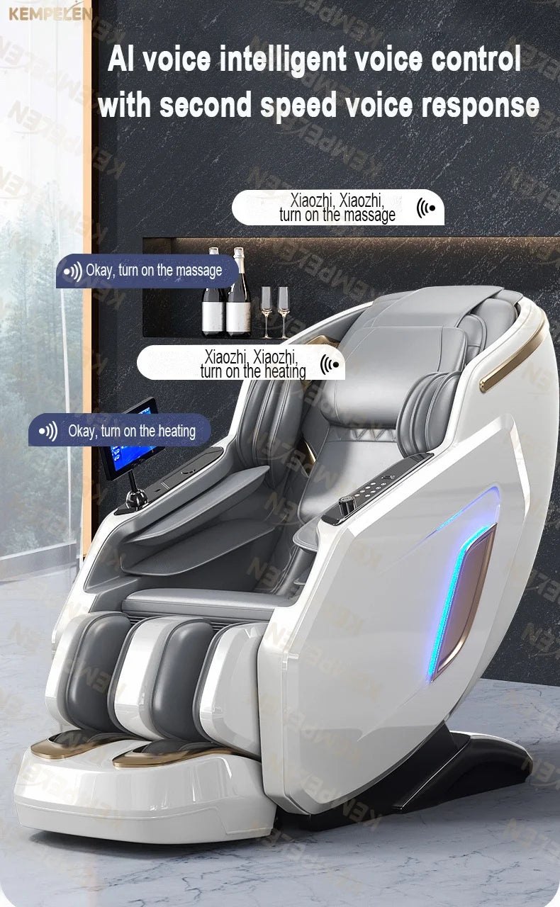 4D Full Body Massage Chair Zero Gravity Thai Stretch Heat Therapy Airbag Compression AI Voice Control for Home Office