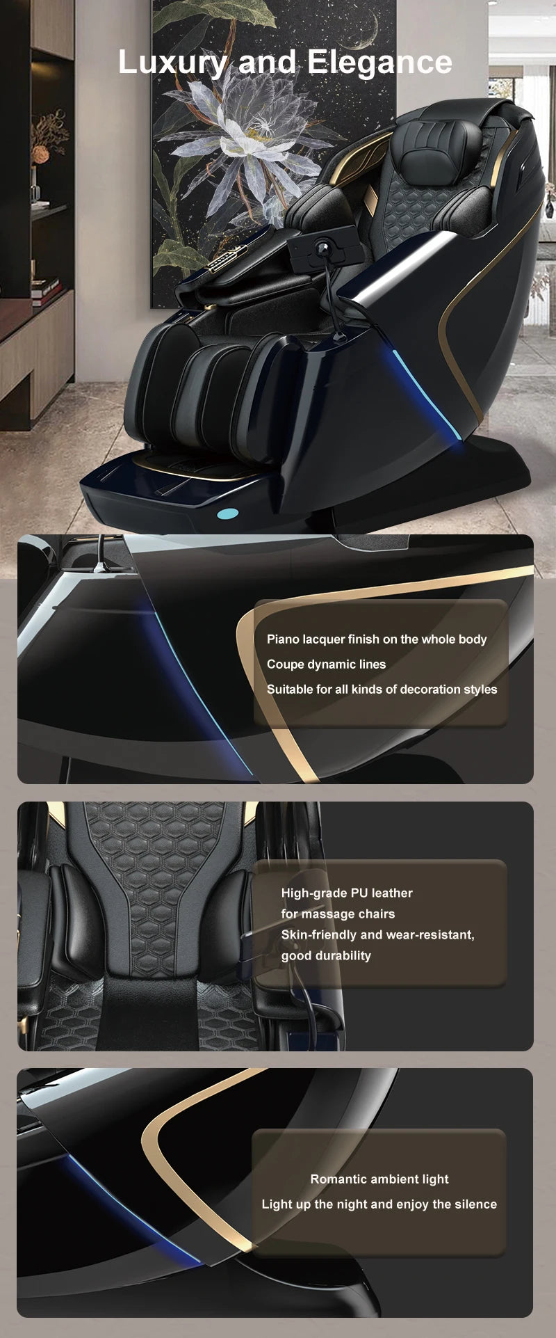 USA Local Delivery 135cmSL Shiatsu 4D Heating Airbag Zero Gravity full body Massage Chair Home Office Chair