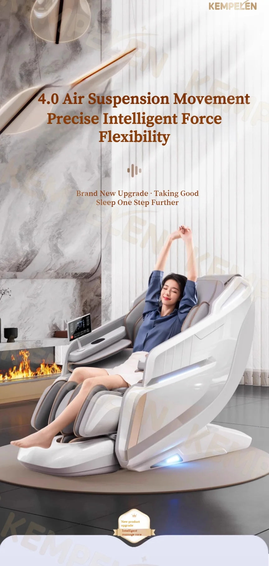 3D Massage Chair SL Track with AI Voice Control | Thai Stretch, Heating, Full Body Airbags, Foot Rollers, Bluetooth Music