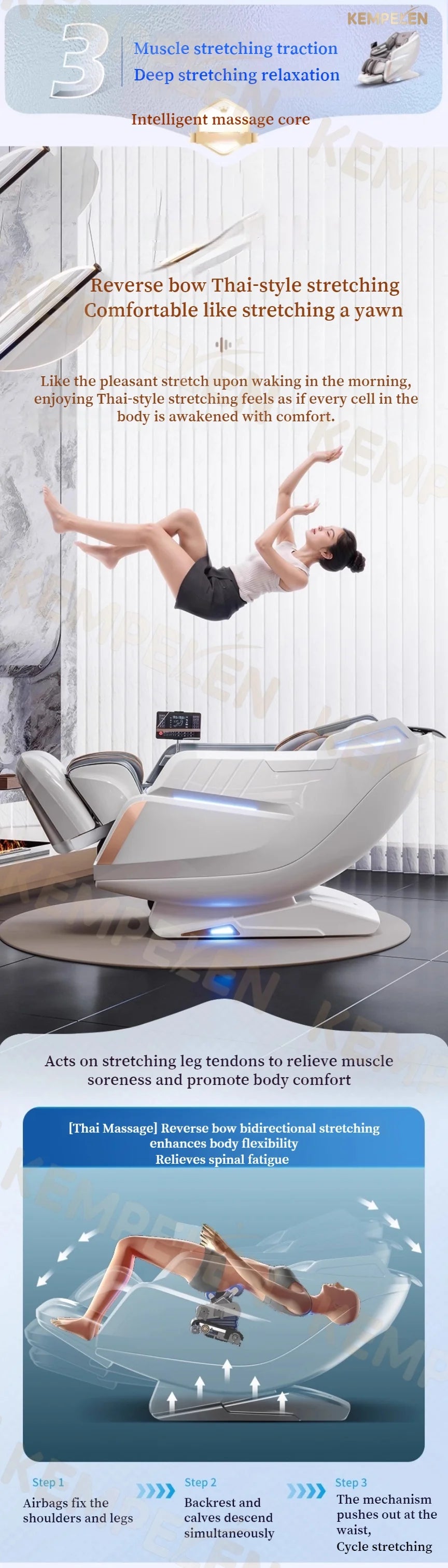 3D Massage Chair SL Track with AI Voice Control | Thai Stretch, Heating, Full Body Airbags, Foot Rollers, Bluetooth Music