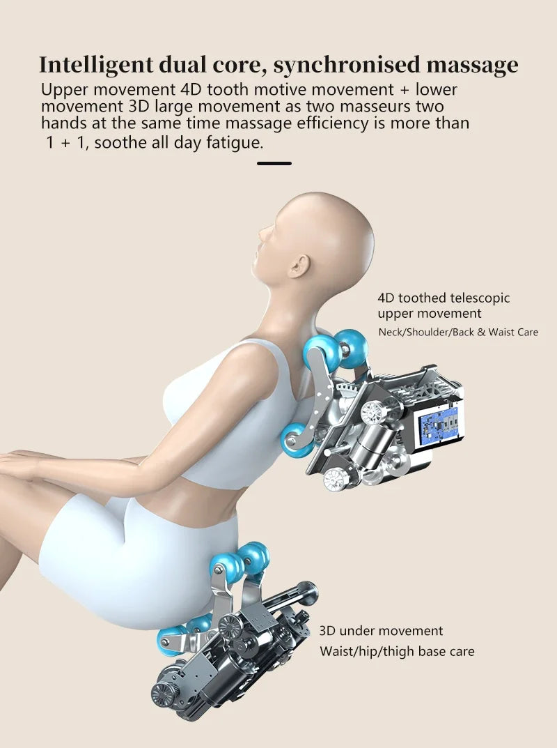 Electric Full Body Massage Chair 4D+3D Zero Gravity SL Track Dual Core Thai Stretch Smart Full Body Relaxation Massage Chairs