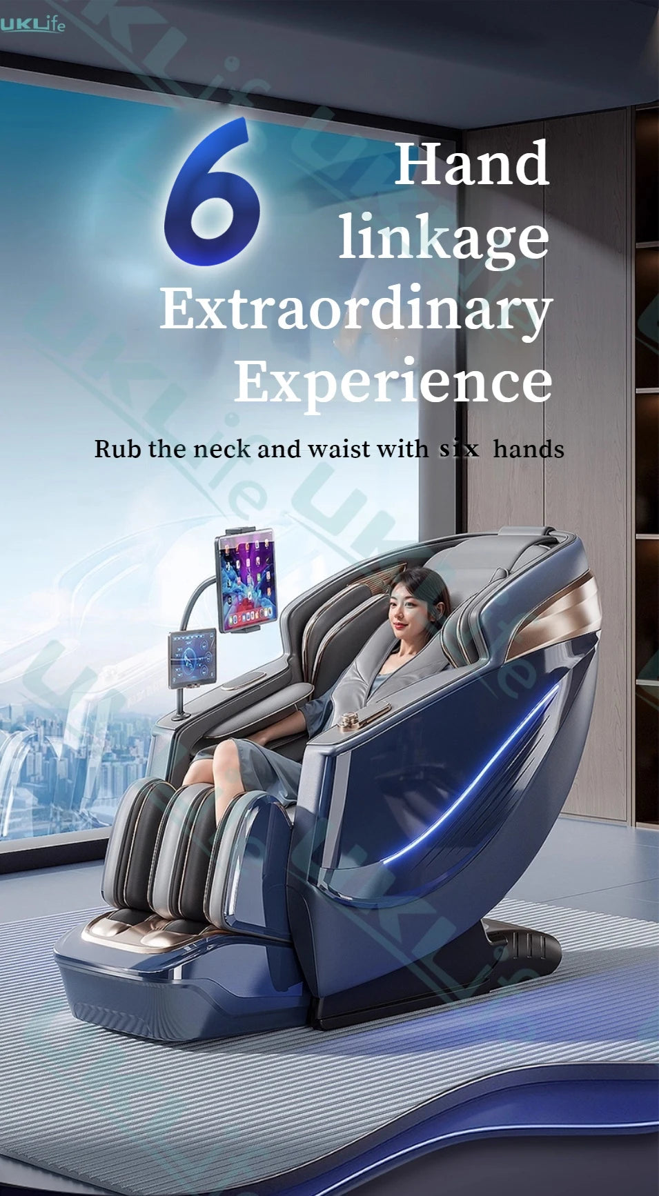 Dual Core 6D Massage Chair with SL Track, Heating Shawl, Thai Stretch & AI Voice - Full Body Zero Gravity Recliner
