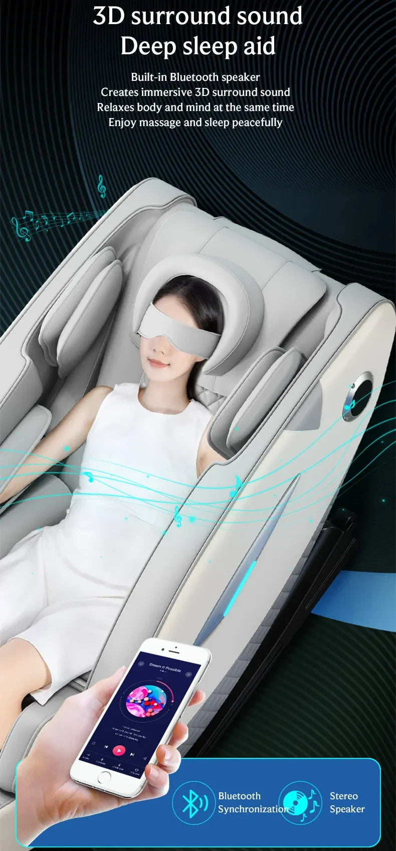 4D Relaxation Massage Chair Full Body 2025 Zero Gravity SL-Track Shiatsu Massage Recliner Chairs with Bluetooth Speaker AI Contr