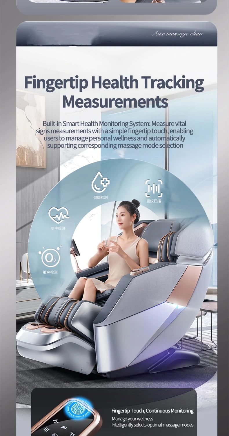 Electric Zero Gravity Massage Chair Leisure Sofa with Longer SL Track Full Body Airbag Knead Shiatsu Calf Roller for Relaxation