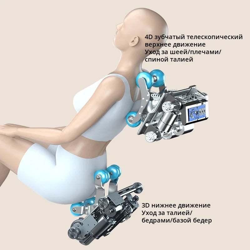 Electric Full Body Massage Chair 4D+3D Zero Gravity SL Track Dual Core Thai Stretch Smart Full Body Relaxation Massage Chairs