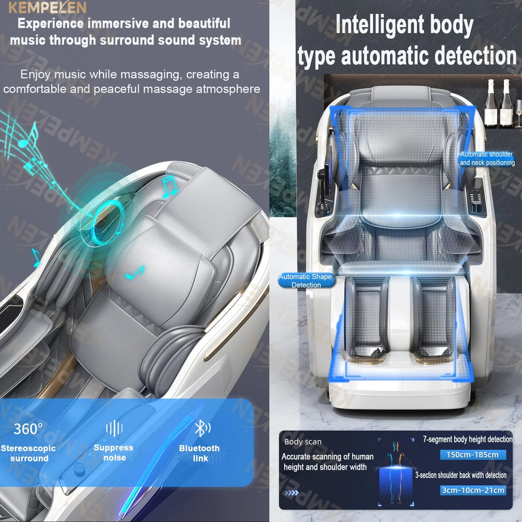 4D Full Body Massage Chair Zero Gravity Thai Stretch Heat Therapy Airbag Compression AI Voice Control for Home Office